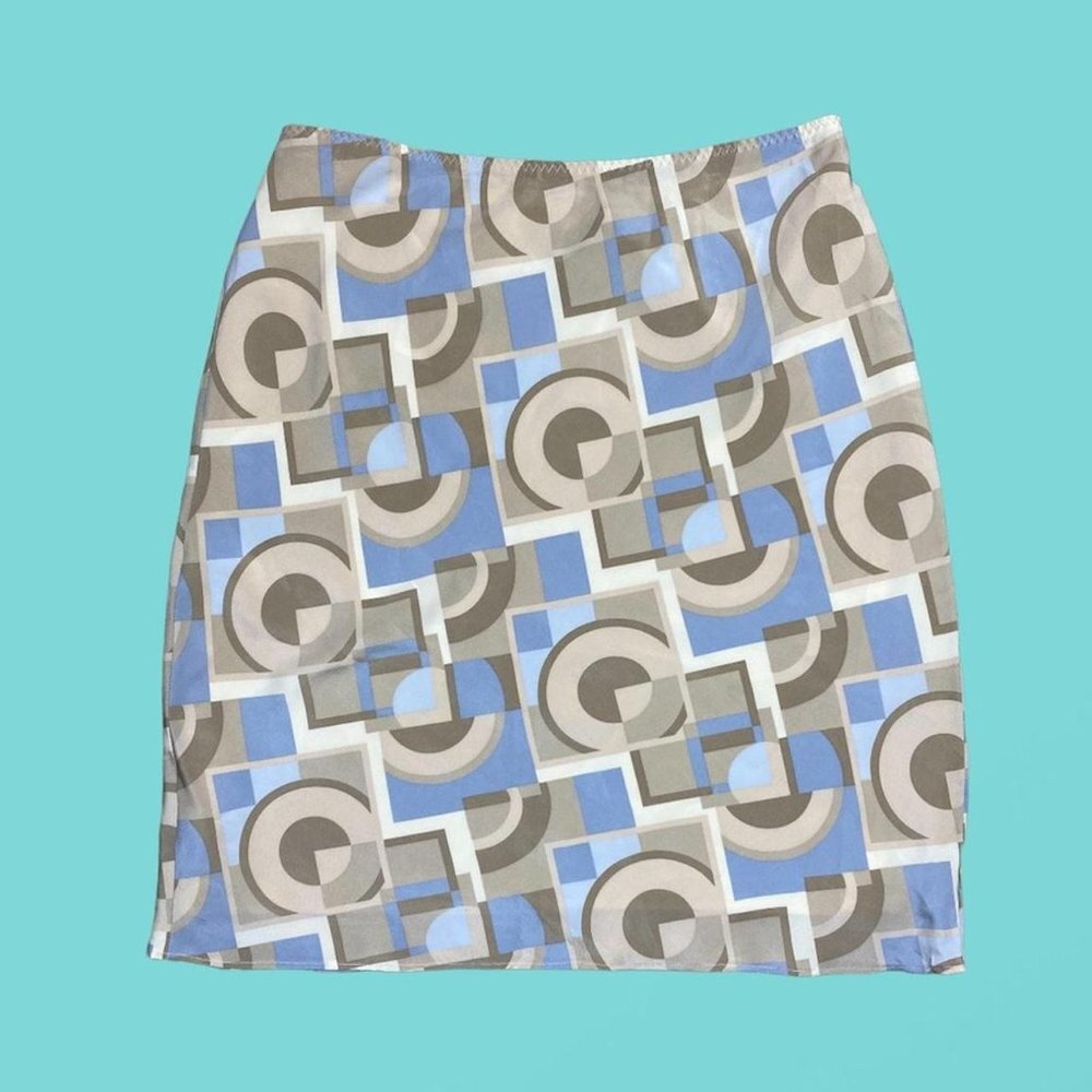 Vintage 90s Silk Shape Patterned Skirt